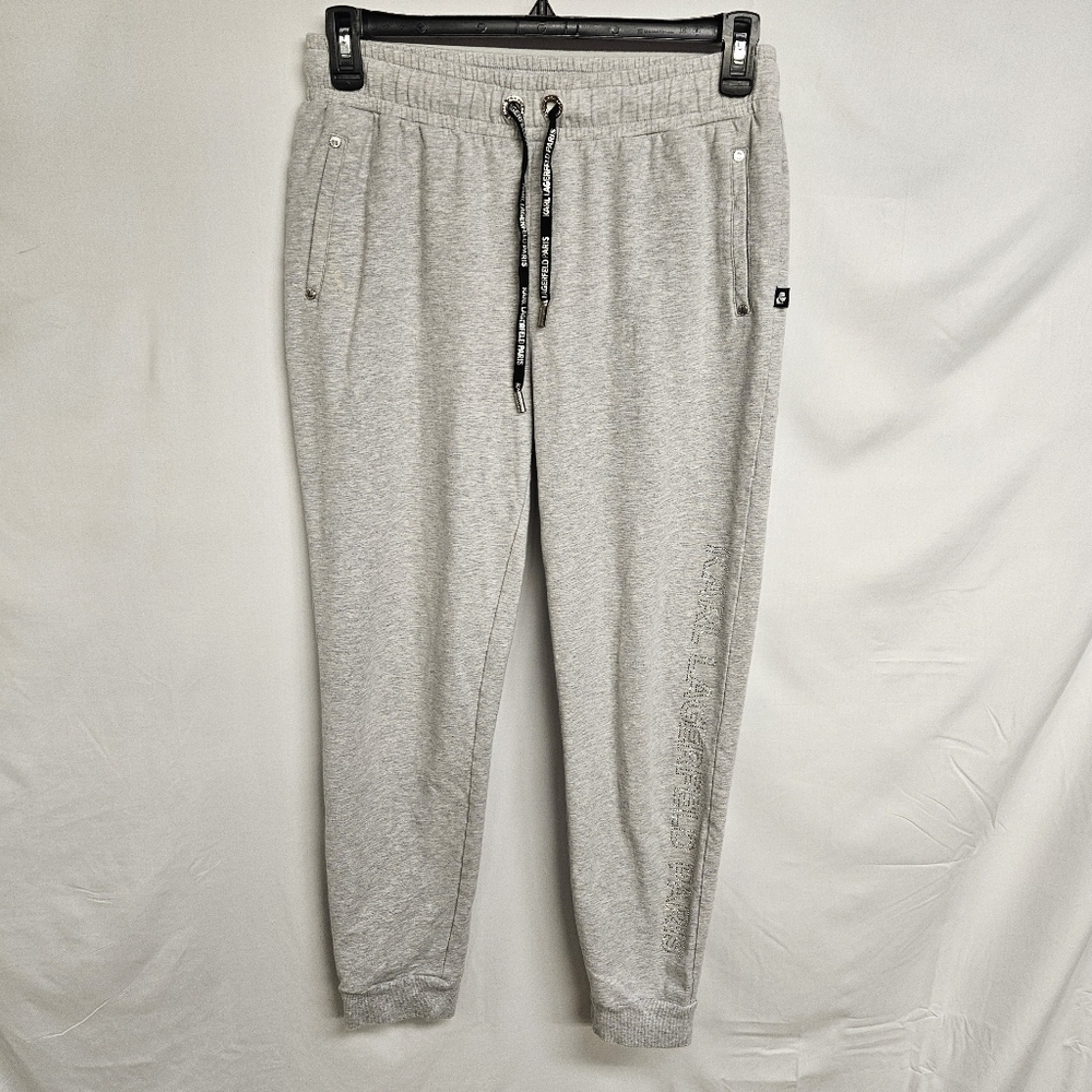 Karl Lagerfeld Paris Women’s Gray Logo Tape Jogger Sweatpants Size 30 Waist